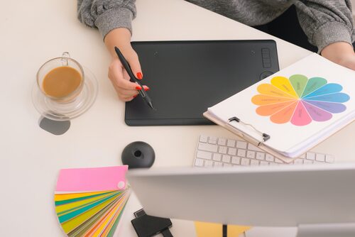 Graphic Designer Drawing Graphics Tablet Workplace